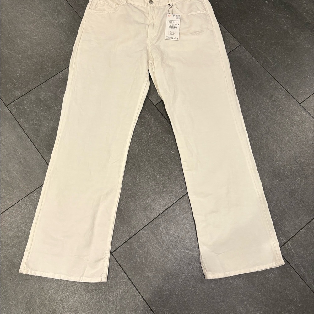 Zara Cream Pants linen/cotton size 14-16